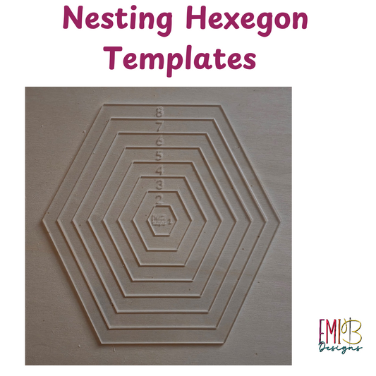 Nesting Hexegon Acrylic Template. 1-8 inch Circle Templates