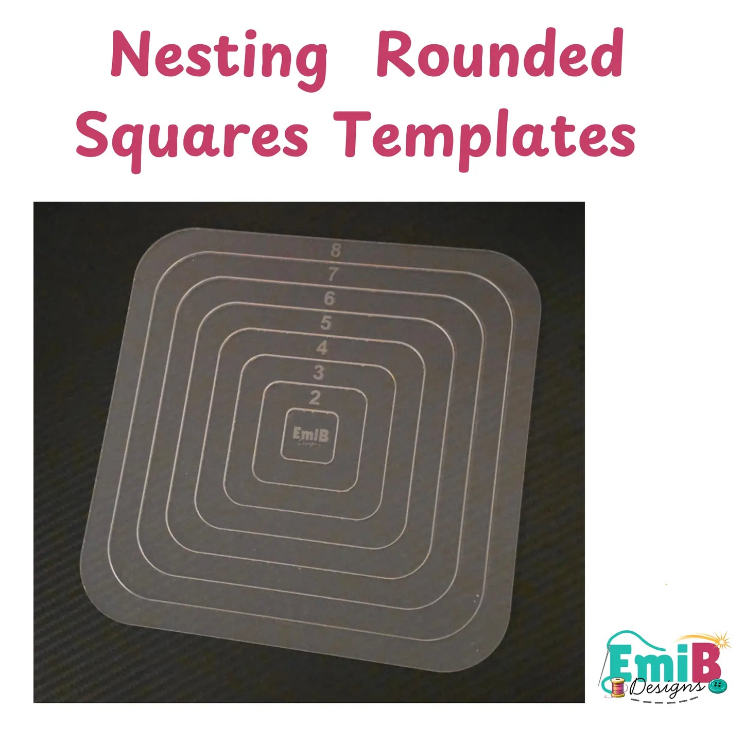 Nesting Rounded Square Acrylic Template. square nesting templates Emi B Designs