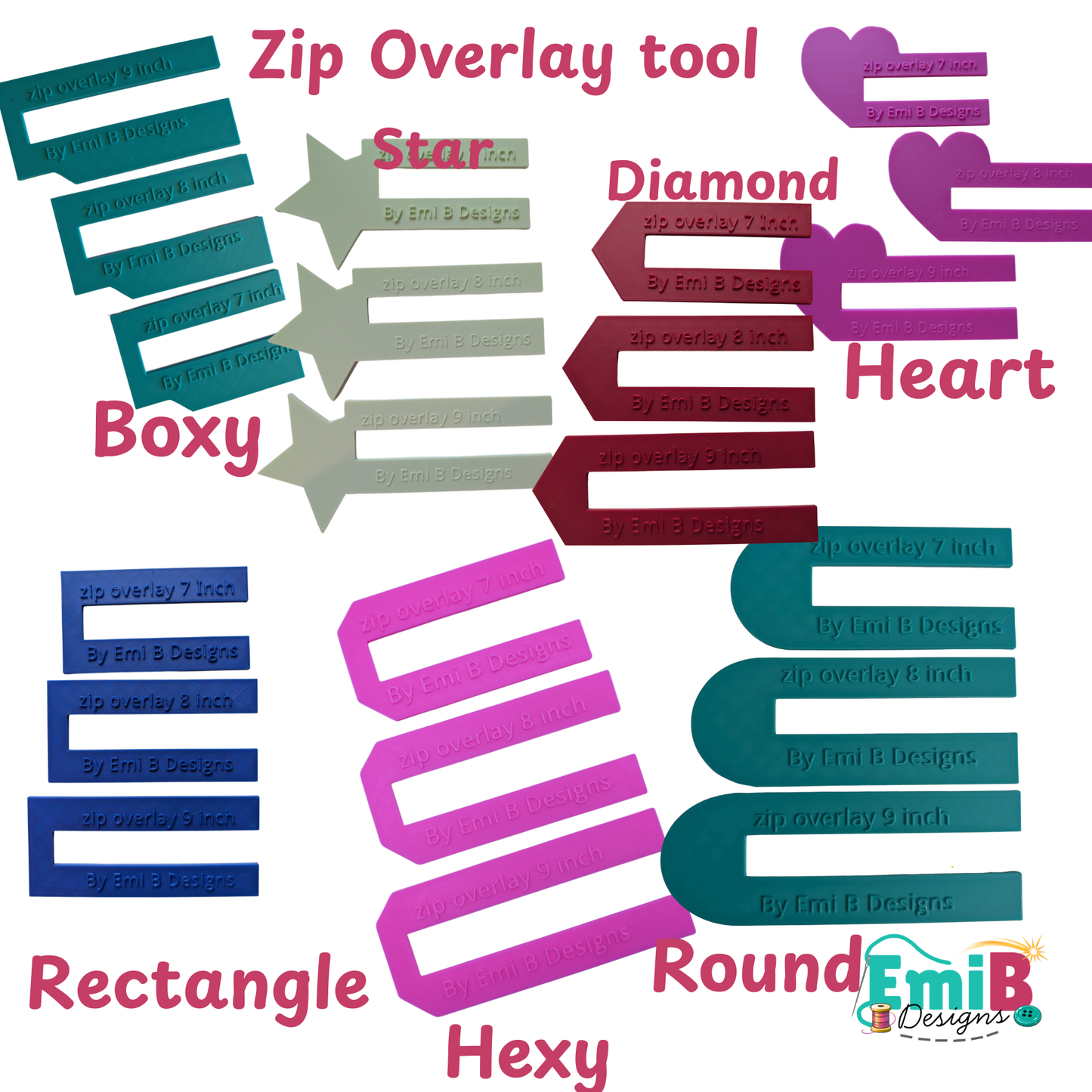 Zip overlay Mega Bundle- Full set of 7 zip overlay templates.