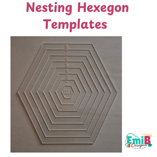 Nesting Hexegon Acrylic Template. 1-8 inch Circle Templates Emi B Designs