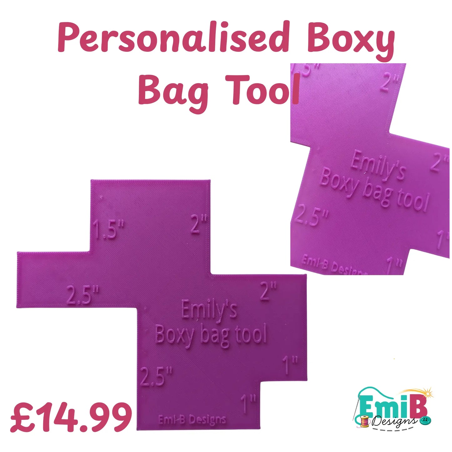 Personalised Boxy Bag Tool- Box corner bag tool- Bag Base Ruler EmibDesign
