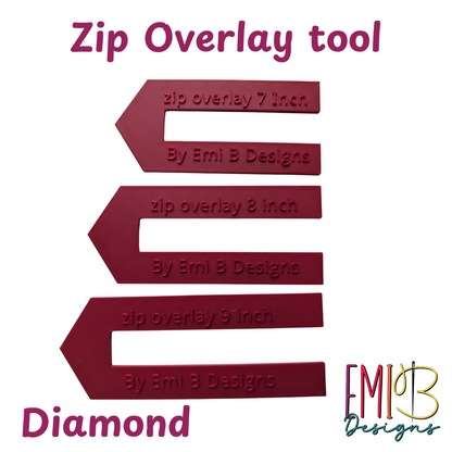 Diamond Zip overlay Tool Bag Making Tool Pack of 3 zip overlay templates. Diamond zip overlay
