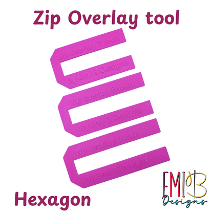 Zip overlay Tool Bag Making Tool Pack of 3 zip overlay templates. Hexagon zip overlay